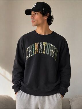 Chinatown Market Black Graphic Crewneck Sweatshirt